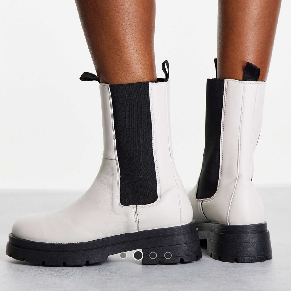 Topshop White and Black Chunky Ankle Boots